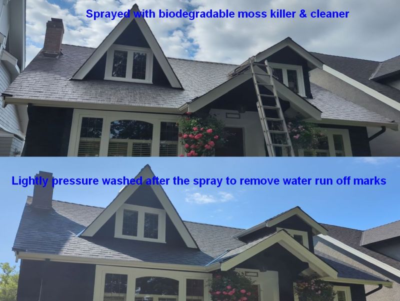 roof cleaning with pressure washing